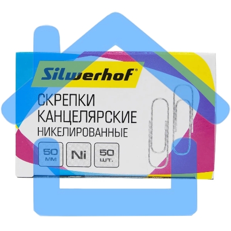 Скрепки Silwerhof никель 50мм (упаковка: 50шт) картонная коробка-3