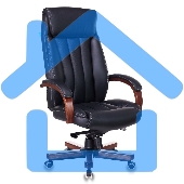 Кресло руководителя Бюрократ T-9922WALNUT/BLACK черный, кожа, крестовина дерево