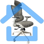 Кресло компьютерное Cactus CS-CHR-MC02GY серый, сетка, эко.кожа, с подголов. крестов. пластик белый