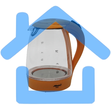 Чайник электрический ATLANTA ATH-2461 оранжевый, стекло, 1,7 л, 2000 Вт, иллюминация