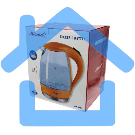 Чайник электрический ATLANTA ATH-2461 оранжевый, стекло, 1,7 л, 2000 Вт, иллюминация-1