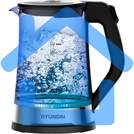 Чайник электрический Hyundai HYK-G3401 1.7л. 2200Вт черный/серебристый (корпус: стекло)