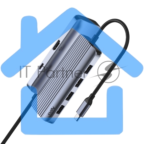Концентратор USB-C Cudy UH500, 1 USB-C 3.0, 1x 4K@30Hz HDMI Port, 1x 100W USB-C port for PD Charging, 4x USB-A (UH500)