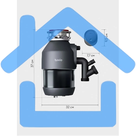 Измельчитель пищевых отходов Tuvio KDА25H11 с автоматической подачей воды и подсветкой-5