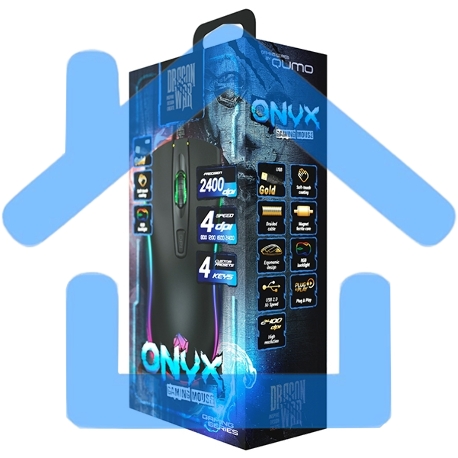 Мышь проводная Qumo Onyx RGb M73 черный, 2400 dpi, USB, кнопки - 4-1