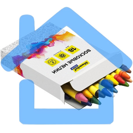 Восковые мелки Silwerhof Color, круглые, 18 цветов, длина 80мм, диаметр 8мм, картонная коробка с европодвесом-1