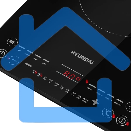 Плита Индукционная Hyundai HYC-0110 черный/серебристый закаленное стекло (настольная)-2