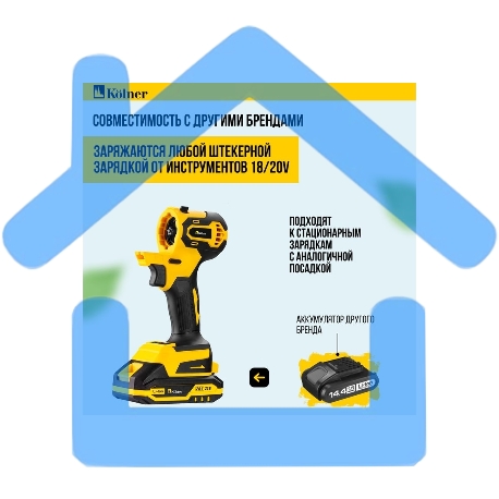 Аккумуляторная дрель-шуруповерт 6в1 Kolner Combo 20V PRO KCMT 20-3C-4