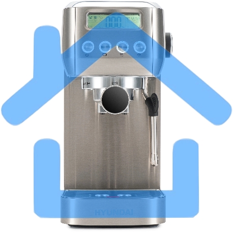 Кофеварка рожковая Hyundai HEM-9990 серебристый, исп. кофе - молотый, 1.3 л, 1350 Вт, 20 Бар