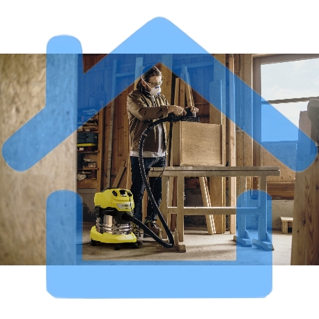 Строительный пылесос Karcher WD 4 P S V-20/5/22 желтый, 1000 Вт, уборка сухая/сбор воды/выдув, пылесборник мешок/контейнер, 20 л-1