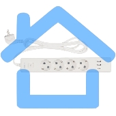 Бытовой удлинитель PowerCube, 4р с/з вык., 3USB, 3500 Вт, 16А, 1.9 м, 3*1,0 (белый) PC-6-2M