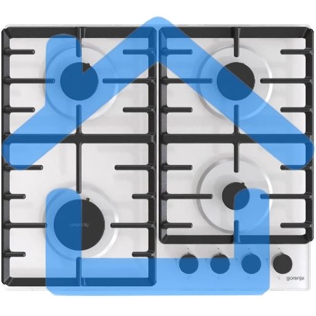 Газовая варочная панель Gorenje GT642SYW, 4 конфорки, закаленное стекло, белый