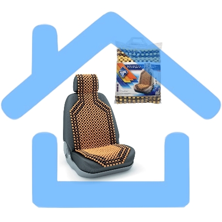 Накидка на сиденье NOVA BRIGHT массажная с подголовником (деревянная, покрытая светлым лаком) (127х38см) 36578