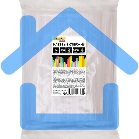 Стержни клеев. для клеев.пист. Silwerhof 11-300-34-TRA дл.300мм D11мм прозрачный упак:34шт