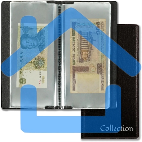 Папка с 20 прозр.вклад. Silwerhof Кляссер для банкнот ПВХ 0.25мм коричневый 120x220мм