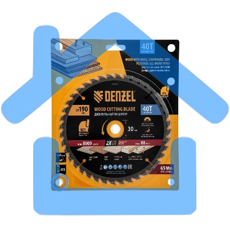 Пильный диск по дереву с гвоздями Denzel ф190 х 30 мм, 40 зубов 733967-6