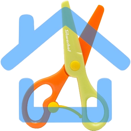 Ножницы Silwerhof детские 130мм ручки пластиковые асимметричные пластик салатовый/оранжевый-1
