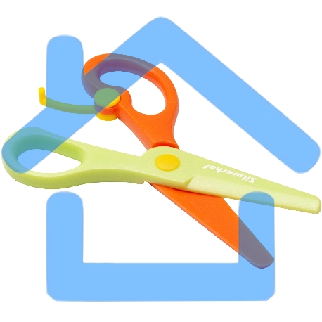 Ножницы Silwerhof детские 130мм ручки пластиковые асимметричные пластик салатовый/оранжевый-3