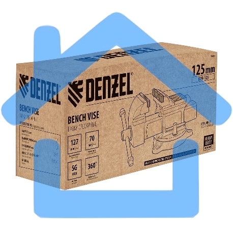 Тиски слесарные Denzel BVH-125, 125 мм, поворотные, стальная направляющая, с наковальней-13