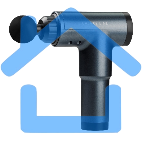 Массажер для тела GALAXY LINE GL 4945, серо-синий, аккумуляторный, 24 Вт, 4 насадки, 99 уровней интенсивности, вр. работы 1,5 ч, 2800~3500 об/мин, LCD-дисплей, таймер 15 мин, сенсорное управление, USB-кабель, Li-Ion аккумулятор емкостью 1500 мА•ч