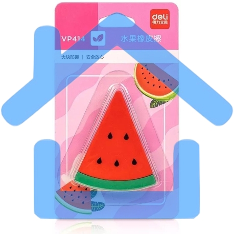 Ластик Deli VP414wat VP414PINK арбуз 54x23x16мм розовый блистер с европодвесом