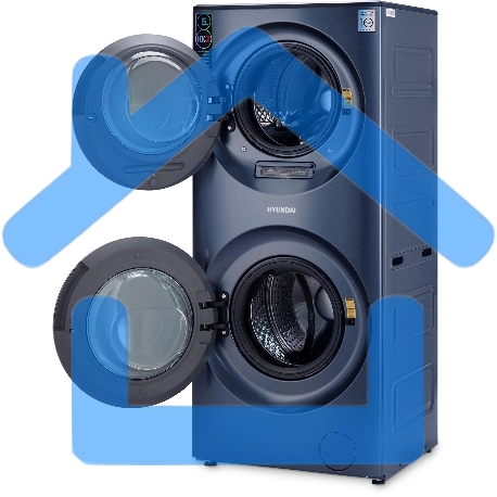 Стирально-сушильная машина Hyundai WMD9425 темно-синий, загр. фронтальная макс.: 15 кг 1400 об/мин класс: А+++-1