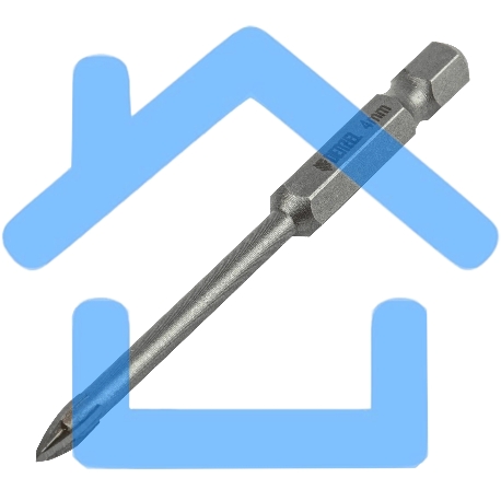 Сверло по керамической плитке Denzel 4 мм, крестовая пластина, 6-гр. хвостовик