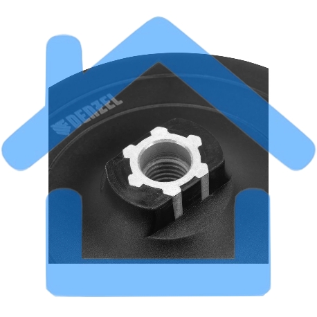 Тарелка опорная Denzel для дрели и УШМ с липучкой, 150 мм, твердая, с адаптером c М14 на d8-3