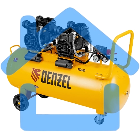 Компрессор безмасл. малошумный Denzel DLP-3000/100, 3 кВт, 2х1,5 кВт,100 л, 2850 об/мин,500 л/мин-4
