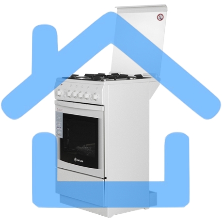 Плита комбинированная De Luxe 5040.20ГЭ (КР) ЧР белый, конфорок 4 шт, духовка 43 л, электроподжиг, 50 см x 85 см x 50 см-2