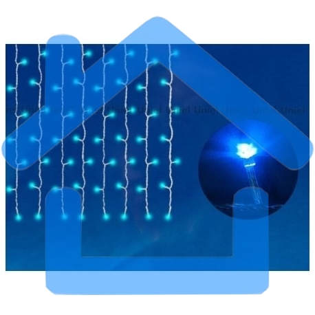 Занавес светодиодный с контроллером 1.5х1м 160 светодиодов синий свет Провод прозрачный ULD-C1510-160/DTA BLUE IP20-3