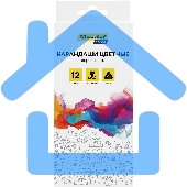 Карандаши цветные Silwerhof Color 2.65 мм, трехгранный профиль, дерево, ассорти, 12 цветов, коробка с европодвесом