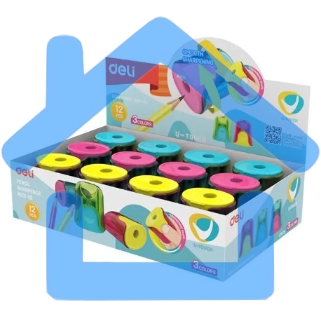 Точилка для карандашей ручная Deli ER01000 U-touch, 1 отверстие, пластик, ассорти, дисплей-2
