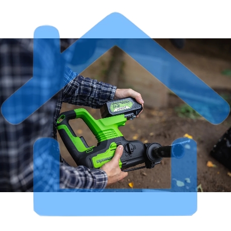 Перфоратор аккумуляторный бесщеточный GreenWorks GD24SDS2 2 ДЖ, 24V, c 1хАКБ 4 Ач и ЗУ в сумке (3803007UB)-8