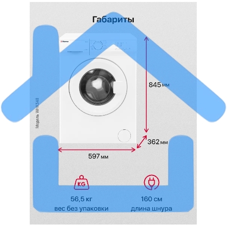 Стиральная машина Hansa WHK548 белый загр. фронтальная макс.: 4 кг 800 об/мин класс: А+-7
