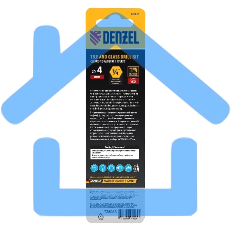 Сверло по керамической плитке Denzel 4 мм, крестовая пластина, 6-гр. хвостовик-3