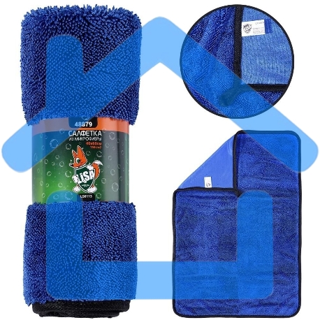 Салфетка LI-SA LS0113 из суперплотной микрофибры для чистки, сушки и полировки кузова 40х60см, высокий ворс, плотность 750г/м2 48879