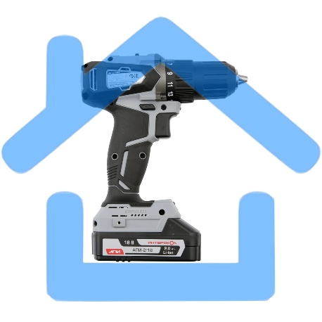 Дрель-шуруповерт ИНТЕРСКОЛ ДА-13/18ВК, Аккумуляторный, 18В, 2 АКБ, Кейс-6