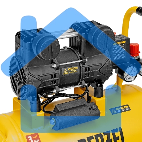 Компрессор безмасл. малошумный Denzel DLP-950/24, 950 Вт, 24 л, 2850 об/мин, 170 л/мин-1