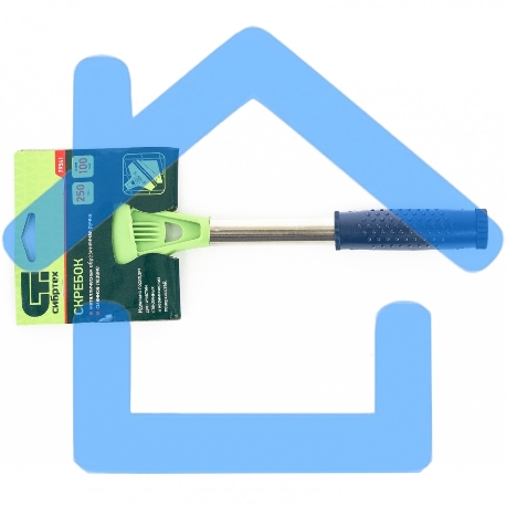 Скребок, фиксированное лезвие 100мм, металлич. обрезиненная ручка, 250мм Сибртех