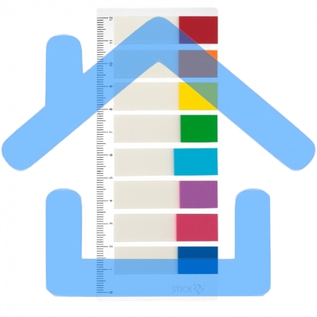Закладки самоклеящиеся, индексы пластиковые Hopax 21467 12x45мм, 8 цветов в упаковке, 15 листов, на линейке с цветным краем, европодвес-1