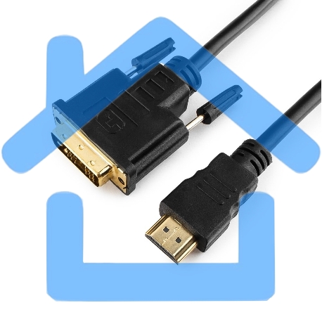 Кабель HDMI-DVI Cablexpert CC-HDMI-DVI-15, 19M/19M, single link, медь, позол.разъемы, экран, 4.5м, черный, пакет-9