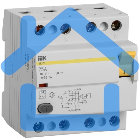 Выключатель дифференциального тока (УЗО) 4п 25А 30мА тип AC ВД1-63 ИЭК MDV10-4-025-030-2