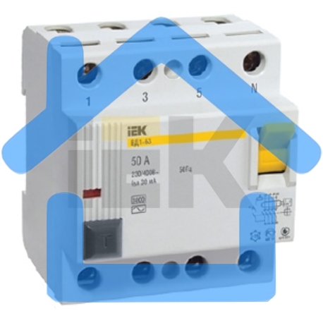 Выключатель дифференциального тока (УЗО) 4п 25А 30мА тип AC ВД1-63 ИЭК MDV10-4-025-030-3