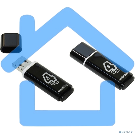 Флешка USB Smartbuy R/W USB  4Gb Glossy series Black SB4GbGS-K-2