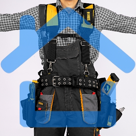 Пояс монтажника усиленный, с лямками, сумки поясные, держатель для молотка Denzel-7