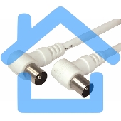 Шнур ТВ штекер - ТВ штекер, угловой, длина 1,5 метра, белый Rexant