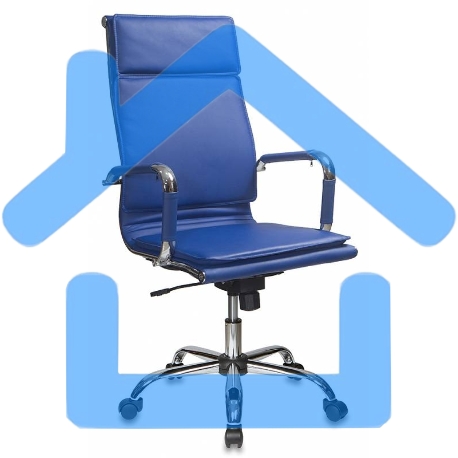 Кресло руководителя Бюрократ CH-993/blue синий, искусственная кожа, крестовина хромированная-6