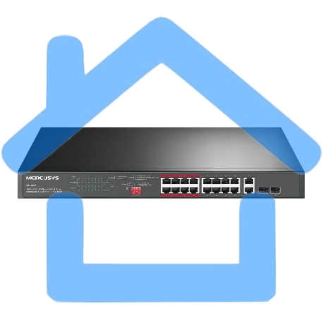 16-портовый монтируемый в стойку PoE+ коммутатор Mercusys MS118CP 10/100 Мбит/с с 2 гигабитными портами-2