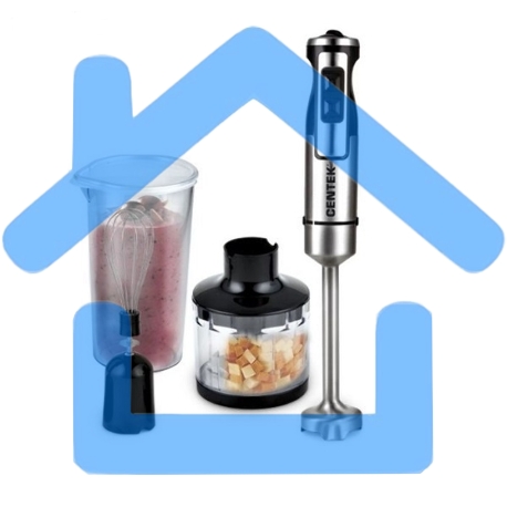 Блендер Centek CT-1338 (черный/сталь) 1300Вт DC мотор, РЕГУЛЯТОР МОЩНОСТИ сLED, стакан, чоппер, венчик-4